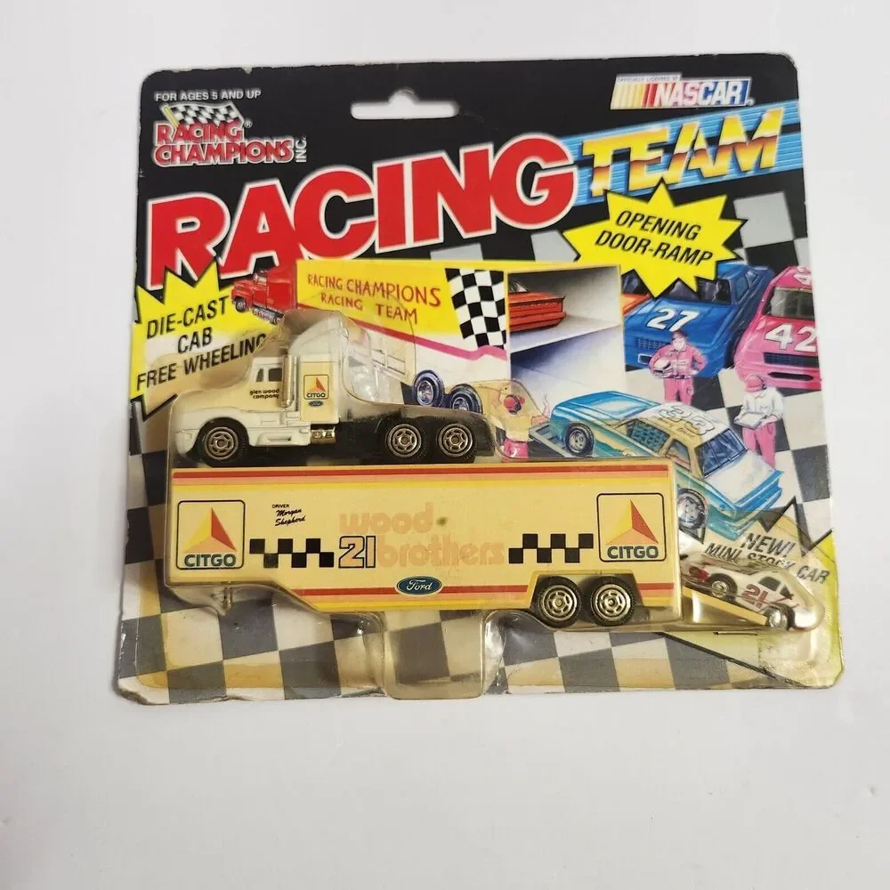 1992 Racing Team Transporter #21 Morgan Shepherd With Mini Stock Car